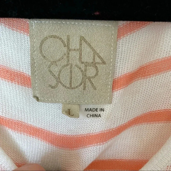 Chaser Linen Stripe Scoop Neck Long Sleeve Sz L - Picture 2 of 6